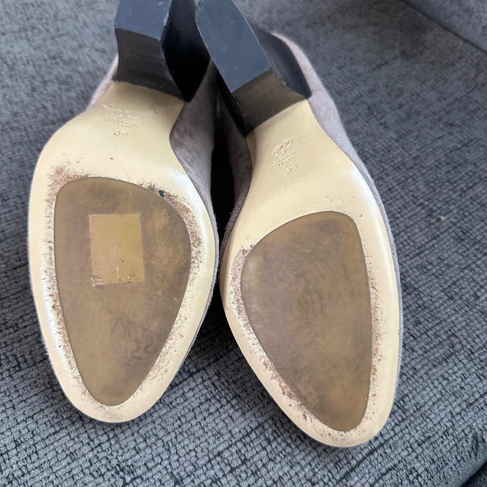 M. Gemi Suede Ankle Booties Heeled Oxford Lace-Up Tan Made in Italy 39 / US 8.5 - Picture 9 of 11
